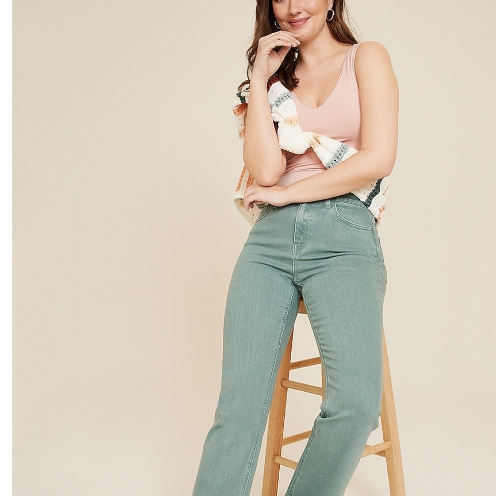Flying Monkey High-Rise Straight Leg Jeans in Sage